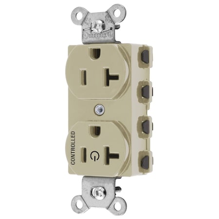 Hubbell Wiring Device-Kellems Straight Blade Receptacle, 5-20R, 20 A, 125V AC, 2 Pole, 3 Wire, Grounded SNAP5362C1I